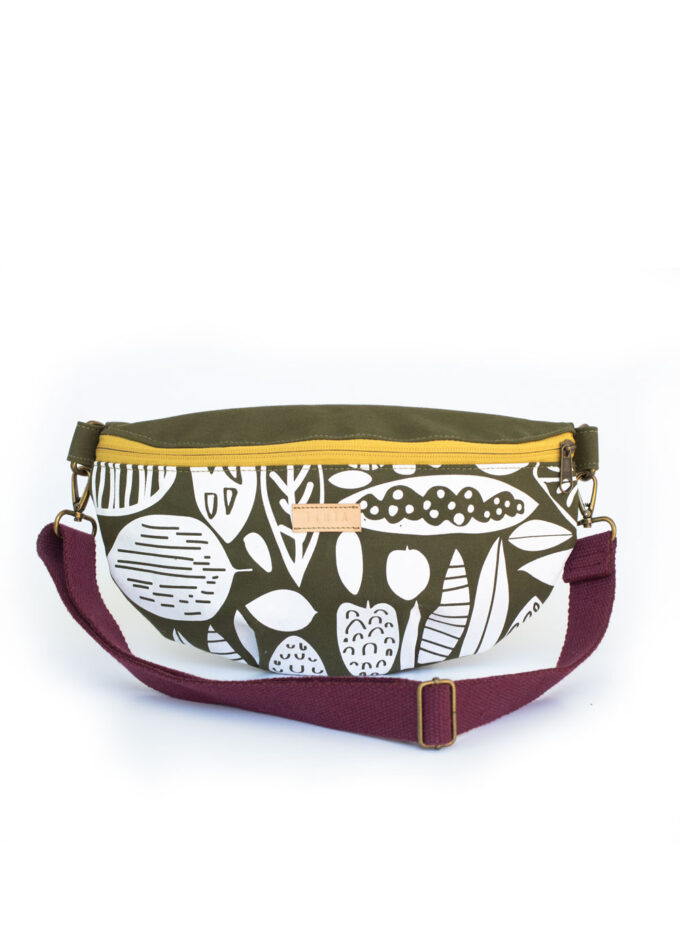 Waist bag - Olive & White Leaves