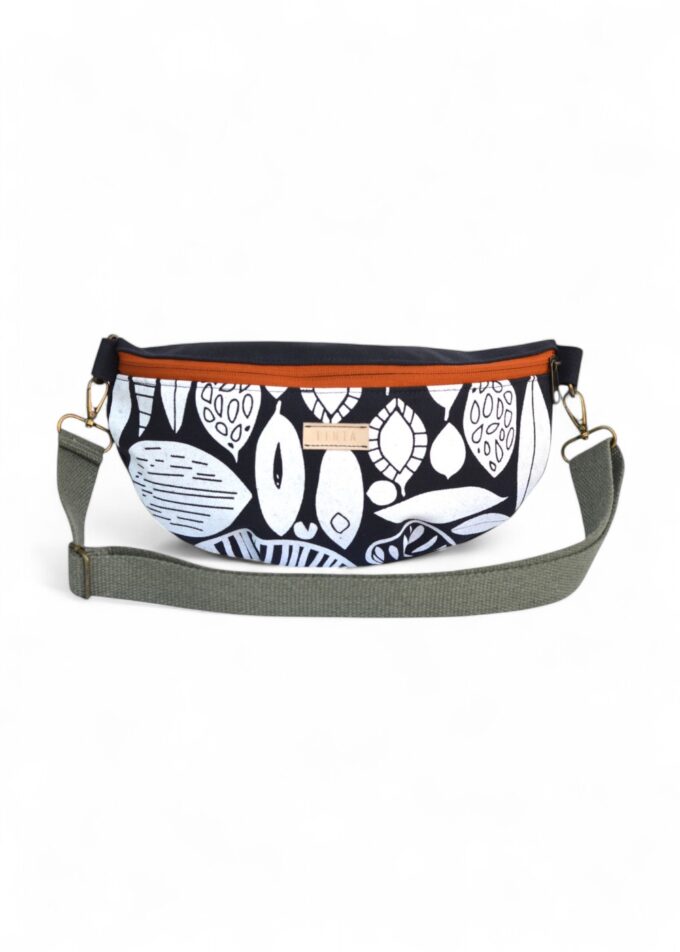 Waist bag - Navy & Leaves